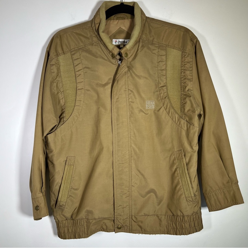 Vintage Indian Sports RARE Motorcycle Driving Tan Bomber Jacket Size Small